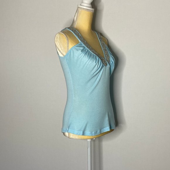 Rebecca Beeson Tank Top Soft-Blue Detailed Rayon M - Picture 5 of 8